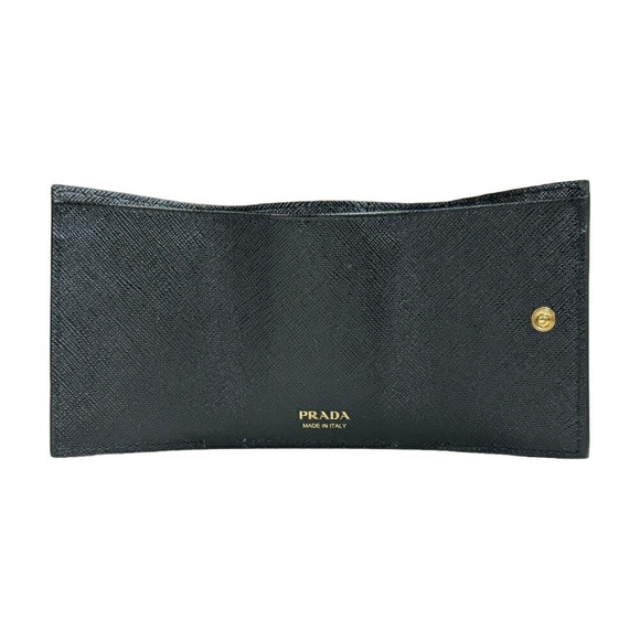 Prada Saffiano Lipstick Pattern Leather Trifold Wallet Black - Picture 5 of 6